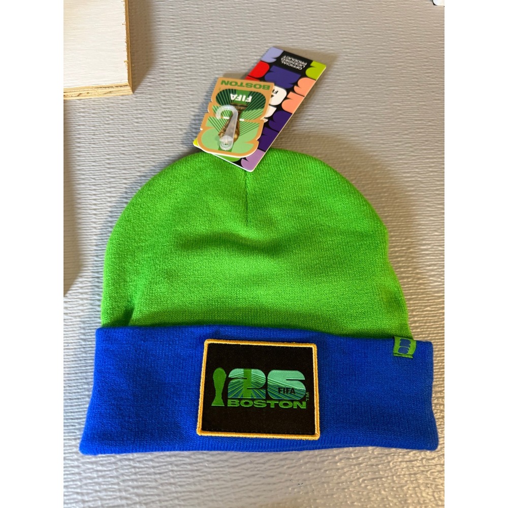 FIFA World Cup 2026‎ Boston PB1 Patch Beanie Green Blue Official Licensed Hat